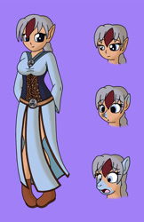 Size: 1528x2356 | Tagged: safe, artist:sin-r, oc, oc only, oc:gwae, elf, human, elf ears, female, human to pony, open mouth, solo, transformation, transformation sequence