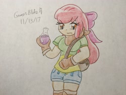 Size: 3264x2448 | Tagged: safe, artist:gmangamer25, apple bloom, human, g4, high res, humanized, older, potion, satchel, traditional art