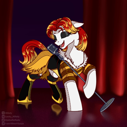 Size: 1280x1280 | Tagged: safe, artist:hilloty, oc, oc only, pony, commission, singing, solo, transistor