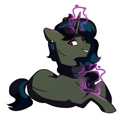 Size: 4212x3901 | Tagged: safe, artist:chub-wub, oc, oc only, oc:astrum solus, pony, unicorn, absurd resolution, clothes, ear piercing, earring, eyebrows, eyebrows visible through hair, eyeshadow, female, grin, horn, jewelry, looking at you, lying down, magic, magic aura, makeup, mare, no source available, on side, one eye closed, piercing, scarf, simple background, smiling, smiling at you, smirk, solo, transparent background, unicorn oc, wink, winking at you