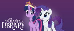 Size: 8000x3354 | Tagged: safe, artist:twilirity, rarity, twilight sparkle, alicorn, pony, fanfic:the enchanted library, g4, absurd resolution, big crown thingy, crown, element of magic, jewelry, movie accurate, regalia, twilight sparkle (alicorn)