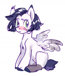 Size: 1470x1734 | Tagged: safe, artist:lunnita_pony, oc, oc only, oc:lunnita, pegasus, pony, blushing, solo