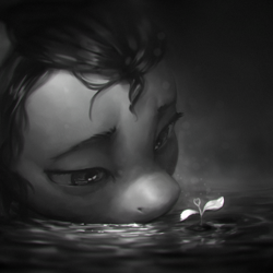 Size: 960x960 | Tagged: safe, artist:assasinmonkey, pony, g5, my little pony: a new generation, black and white, grayscale, monochrome, plant, solo, water