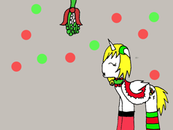 Size: 1202x904 | Tagged: safe, artist:ask-luciavampire, oc, pony, undead, vampire, christmas, holiday, mistletoe