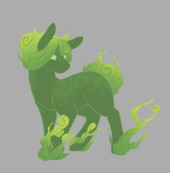 Size: 1527x1558 | Tagged: safe, artist:evvyenvy, oc, oc only, oc:wayward soul, earth pony, ghost, ghost pony, pony, undead, fallout equestria, green coat, green eyes, green mane, simple background, smoke, solo