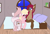 Size: 3345x2260 | Tagged: safe, artist:justapone, oc, oc:crystal rose, oc:heart struck, oc:strawberry sand, earth pony, pegasus, pony, saddle arabian, bed, bedroom, bedroom eyes, biting, blushing, bookshelf, brown coat, chest fluff, colored, colored pupils, ear bite, ear fluff, earth pony oc, female, high res, looking down, looking up, lying down, male, mare, nervous, night, odd couple, orange eyes, pegasus oc, pillow, pink coat, pink hair, prone, raised eyebrow, red eyes, red hair, red tail, saddle arabian oc, size difference, smaller male, smiling, stallion, sweat, tail, tail flick, tall, trio, window, wooden floor