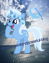 Size: 640x818 | Tagged: safe, artist:cadenceconfessions, trixie, pony, unicorn, g4, collage, cutie mark, female, mare, real life background, solo