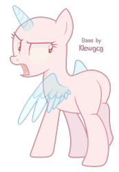 Size: 903x1302 | Tagged: safe, artist:klewgcg, oc, oc only, alicorn, pony, alicorn oc, annoyed, bald, base, eyelashes, female, horn, looking back, mare, open mouth, simple background, solo, transparent background, wings