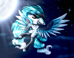 Size: 5384x4242 | Tagged: safe, artist:beamybutt, oc, oc only, pegasus, pony, ear fluff, eyelashes, female, fishnet stockings, flying, mare, pegasus oc, solo, stars