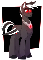 Size: 657x921 | Tagged: safe, artist:thepurpah, oc, oc only, oc:stormtrotter, pegasus, pony, abstract background, colored hooves, glowing, glowing eyes, male, solo, stallion