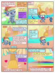 Size: 612x802 | Tagged: safe, artist:winged cat, edit, edited screencap, screencap, rainbow dash, smallfry, pegasus, pony, comic:friendship is dragons, g4.5, my little pony: pony life, the best of the worst, comic, dialogue, eyelashes, female, mare, open mouth, screencap comic, smiling, wings