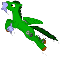 Size: 2460x2327 | Tagged: safe, artist:guardian talon, derpibooru exclusive, oc, oc only, fish, original species, pony, 2022 community collab, derpibooru community collaboration, flying, high res, male, simple background, solo, stallion, talons, transparent background, unshorn fetlocks, water drops