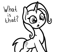 Size: 640x512 | Tagged: safe, artist:ewoudcponies, trixie, pony, unicorn, g4, grayscale, looking at you, monochrome, open mouth, simple background, solo, text, white background
