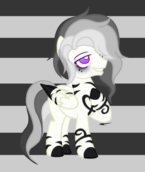 Size: 1016x1204 | Tagged: safe, artist:stelladiamond, oc, oc only, oc:sterling onyx, pony, zebra, zebrasus, male, solo, striped background