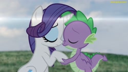 Size: 3640x2048 | Tagged: safe, artist:georgegarza01, rarity, spike, dragon, g4, comforting, eyes closed, female, high res, holding hooves, male, nose to nose, reassurance, sad, ship:sparity, shipping, show accurate, story included, straight, winged spike, wings