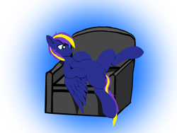Size: 2400x1800 | Tagged: safe, artist:morningbreeze, oc, oc:morningbreeze, pegasus, pony, couch, lying down, male, simple background, sitting, soles, spread legs, spread wings, spreading, wings