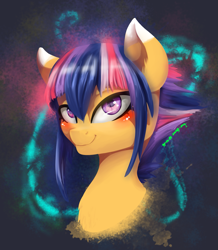 Size: 1871x2148 | Tagged: safe, artist:joan-grace, oc, oc only, earth pony, pony, abstract background, blushing, earth pony oc, smiling, solo