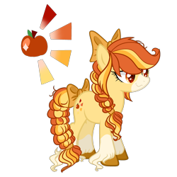 Size: 2600x2600 | Tagged: safe, artist:just-silvushka, oc, oc only, earth pony, pony, base used, bow, braid, braided tail, earth pony oc, eyelashes, female, hair bow, high res, hoof fluff, mare, messy mane, offspring, parent:applejack, parent:sunburst, parents:appleburst, simple background, solo, tail, tail bow, transparent background