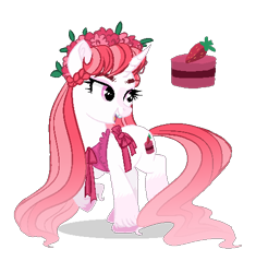 Size: 491x500 | Tagged: safe, artist:just-silvushka, oc, oc only, pony, unicorn, base used, cake, clothes, eyelashes, female, floral head wreath, flower, food, horn, looking back, mare, simple background, solo, transparent background, unicorn oc
