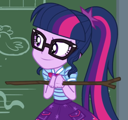 Size: 643x601 | Tagged: safe, screencap, sci-twi, twilight sparkle, equestria girls, equestria girls specials, g4, my little pony equestria girls: better together, my little pony equestria girls: holidays unwrapped, the cider louse fools, cropped, solo