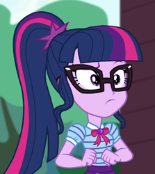 Size: 497x558 | Tagged: safe, screencap, sci-twi, twilight sparkle, equestria girls, equestria girls specials, g4, my little pony equestria girls: better together, my little pony equestria girls: holidays unwrapped, the cider louse fools, cropped, solo