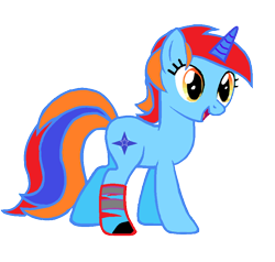 Size: 900x858 | Tagged: safe, oc, oc only, pony, unicorn, 2022 community collab, derpibooru community collaboration, female, full body, horn, mare, multicolored hair, multicolored tail, open mouth, open smile, orange eyes, show accurate, simple background, smiling, solo, standing, tail, transparent background, unicorn oc