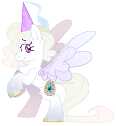 Size: 1280x1392 | Tagged: safe, artist:rohans-ponies, princess tiffany, pegasus, pony, g1, g4, g1 to g4, generation leap, hat, party hat, simple background, solo, transparent background