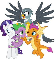 Size: 3870x4116 | Tagged: safe, artist:cloudy glow, artist:frownfactory, artist:stabzor, edit, gabby, rarity, smolder, spike, dragon, griffon, pony, unicorn, dragon dropped, g4, she's all yak, the ending of the end, .ai available, .svg available, cute, dragoness, female, flying, grin, harem, high res, looking back, male, mare, one eye closed, pointing, ship:spabby, ship:sparity, ship:spolder, shipping, simple background, smiling, smolderbetes, spike gets all the girls, spike gets all the mares, spread wings, straight, transparent background, vector, winged spike, wings