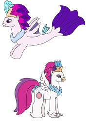 Size: 1914x2616 | Tagged: safe, artist:supahdonarudo, queen novo, hippogriff, hybrid, merpony, sea pony, seapony (g4), series:novoember, g1, g4, my little pony: the movie, bow, crown, duality, female, g4 to g1, generation leap, jewelry, regalia, simple background, style emulation, transparent background