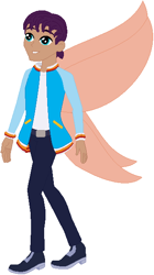 Size: 338x605 | Tagged: safe, artist:selenaede, artist:user15432, fairy, human, equestria girls, g4, barely eqg related, base used, belt, clothes, crossover, equestria girls style, equestria girls-ified, fairy wings, fairyized, jacket, jae the boy band fairy, orange wings, pants, rainbow magic (series), shoes, sneakers, solo, varsity jacket, wings