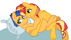 Size: 798x452 | Tagged: safe, artist:santi0095, flash sentry, sunset shimmer, pegasus, pony, unicorn, g4, female, male, mare, ship:flashimmer, shipping, show accurate, simple background, stallion, straight, white background