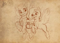 Size: 2048x1448 | Tagged: safe, artist:haruh_ink, pipp petals, pegasus, pony, g5, my little pony: a new generation, arrowverse, commission, crossover, duo, eobard thawne, food, ice cream, ice cream cone, looking at each other, looking at someone, ponified, reverse-flash, smiling