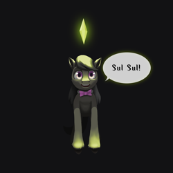 Size: 3000x3000 | Tagged: safe, artist:haku nichiya, octavia melody, earth pony, pony, g4, black background, crystal, female, high res, open mouth, open smile, simple background, smiling, solo, speech bubble, the sims