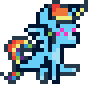 Size: 88x88 | Tagged: safe, artist:dinexistente, rainbow dash, pegasus, pony, g4, animated, animated ych, commission, dancing, female, gif, mare, pixel art, ponybooru import, simple background, solo, sprite, transparent background, your character here