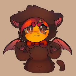 Size: 1000x1000 | Tagged: safe, artist:alizeh_marigold, apple bloom, bat, earth pony, pony, g4, clothes, costume, female, filly, halloween, halloween costume, holiday, solo