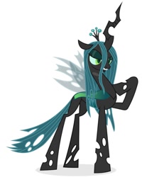 Size: 960x1200 | Tagged: safe, artist:kinky utterances, queen chrysalis, changeling, goo, pony, g4, audio porn, crown, female, human to changeling, human to pony, hypnosis, jewelry, latex, regalia, simple background, solo, thumbnail, transformation, video at source, white background
