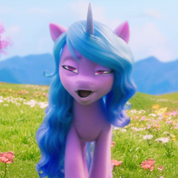 Size: 570x570 | Tagged: safe, screencap, izzy moonbow, pony, unicorn, g5, my little pony: a new generation, spoiler:my little pony: a new generation, cropped, faic, female, great moments in animation, majestic as fuck, mare, open mouth, solo