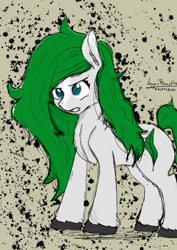 Size: 2480x3508 | Tagged: oc name needed, safe, artist:igorbanette, oc, oc only, earth pony, pony, blue eyes, earth pony oc, female, high res, leaf, mare, solo