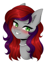 Size: 3503x4928 | Tagged: safe, artist:torihime, oc, oc only, oc:evening prose, pegasus, pony, blushing, female, freckles, jewelry, mare, necklace, pearl necklace, simple background, solo, transparent background