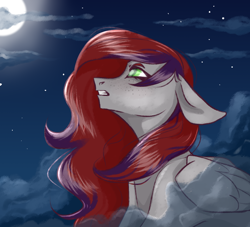 Size: 2200x2000 | Tagged: safe, artist:deadoyster, oc, oc only, oc:evening prose, pegasus, pony, female, freckles, high res, jewelry, mare, moon, necklace, pearl necklace, solo