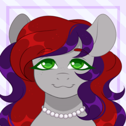 Size: 1080x1080 | Tagged: safe, artist:tookiut, oc, oc only, oc:evening prose, pegasus, pony, animated, female, freckles, gif, jewelry, mare, necklace, pearl necklace, solo, tongue out