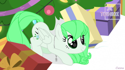 Size: 1920x1079 | Tagged: safe, artist:tosh03x, oc, oc only, oc:sparrow gale, pegasus, pony, christmas, female, green mane, holiday, jewelry, mare, necklace, pegasus oc, solo