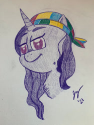 Size: 1280x1707 | Tagged: safe, artist:jesslmc16, izzy moonbow, pony, unicorn, g5, my little pony: a new generation, spoiler:my little pony: a new generation, colored pencil drawing, concept art, drawing, hippie, imalou, solo, traditional art