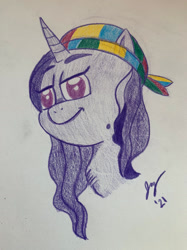 Size: 1280x1707 | Tagged: safe, artist:jesslmc16, izzy moonbow, pony, unicorn, g5, my little pony: a new generation, colored pencil drawing, concept art, drawing, hippie, imalou, solo, traditional art