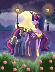 Size: 2000x2600 | Tagged: safe, artist:sereneocean, star tracker, twilight sparkle, alicorn, earth pony, pony, g4, the last problem, 2021, blushing, clothes, crown, cute, date, date night, female, high res, hoof shoes, jewelry, larger female, male, mare, older, older star tracker, older twilight, older twilight sparkle (alicorn), peytral, princess shoes, princess twilight 2.0, regalia, ship:twitracker, shipping, shoes, size difference, smaller male, stallion, straight, twilight sparkle (alicorn)