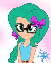 Size: 850x1050 | Tagged: safe, artist:rjp.rammy, oc, oc only, oc:flutter drops, equestria girls, g4, clothes, female, glasses, sleeveless, solo, tank top