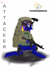 Size: 2480x3508 | Tagged: safe, artist:cunben_mapleleaf, oc, oc:morningbreeze, pony, backpack, clothes, escape from tarkov, gun, high res, rifle, vest, weapon