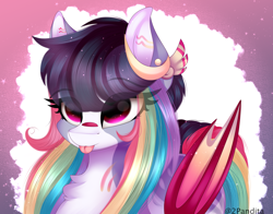 Size: 4850x3795 | Tagged: safe, artist:2pandita, oc, oc only, bat pony, pony, female, mare, solo, tongue out