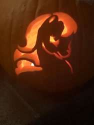 Size: 1536x2048 | Tagged: safe, artist:willtheraven1, light heart, earth pony, pony, g2, carving, cute, female, halloween, halloween 2021, holiday, jack-o-lantern, lightheartbetes, mare, nightmare night, photo, pumpkin, pumpkin carving