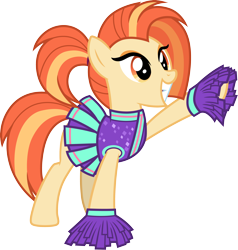 Size: 3000x3157 | Tagged: safe, artist:cloudy glow, shimmy shake, earth pony, pony, 2 4 6 greaaat, g4, .ai available, cheerleader, cheerleader outfit, clothes, female, gritted teeth, high res, mare, simple background, solo, transparent background, vector
